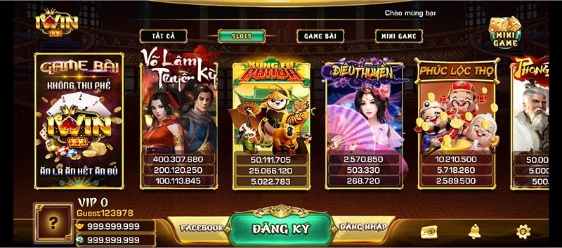 Giao diện cổng game Iwin